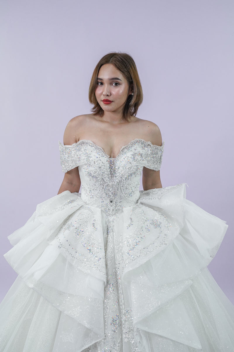 Off-Shoulder Regal Bridal Wedding Gown - Noelle West Bridals