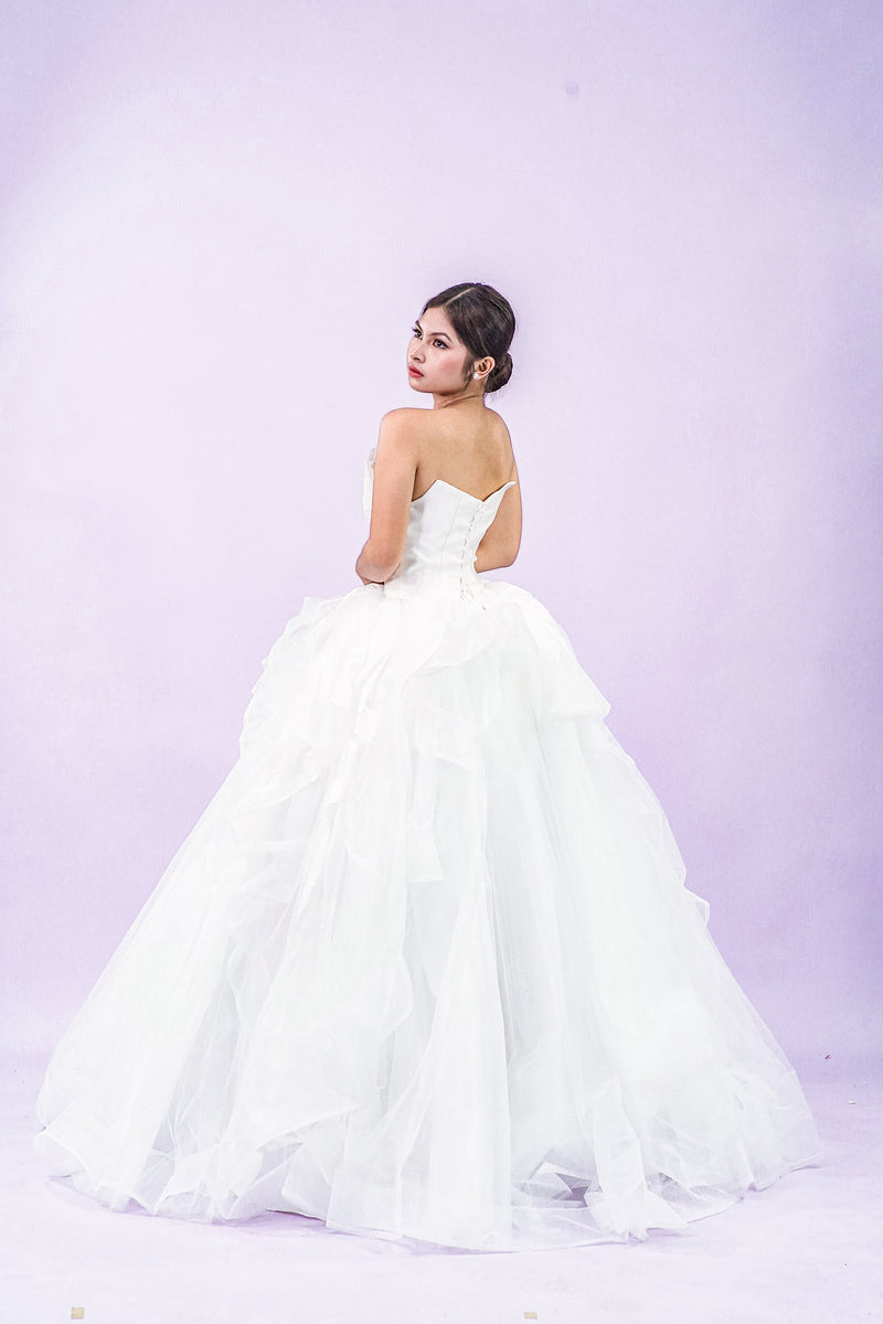 Simple Elegant Tube Top Bridal Wedding Gown - Noelle West Bridals