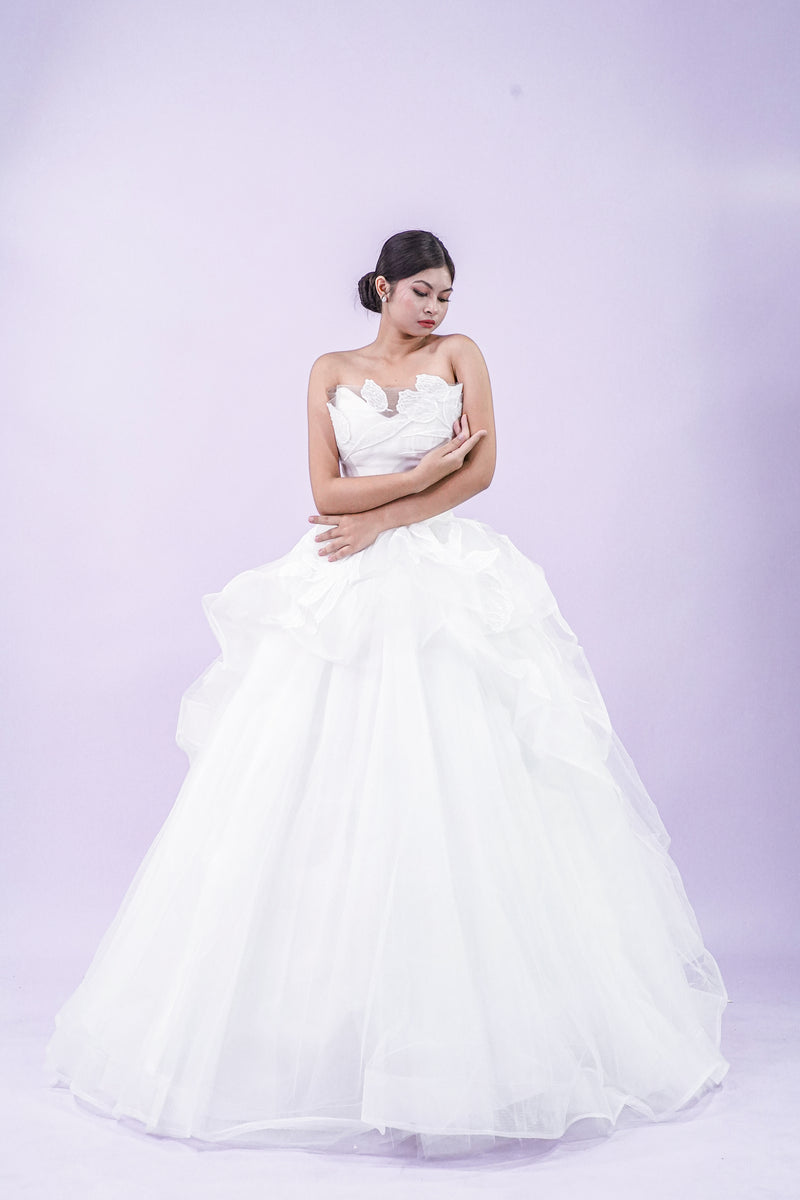 Simple Elegant Tube Top Bridal Wedding Gown - Noelle West Bridals