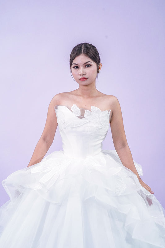 Simple Elegant Tube Top Bridal Wedding Gown