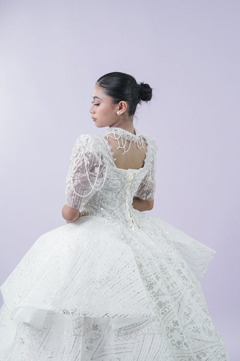 Regal Jewel Long Back Bridal Wedding Gown - Noelle West Bridals