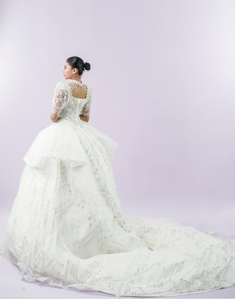 Regal Jewel Long Back Bridal Wedding Gown - Noelle West Bridals