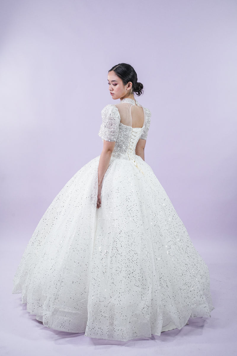 Short Sleeve Filipiniana Wedding Bridal Gown - Noelle West Bridals