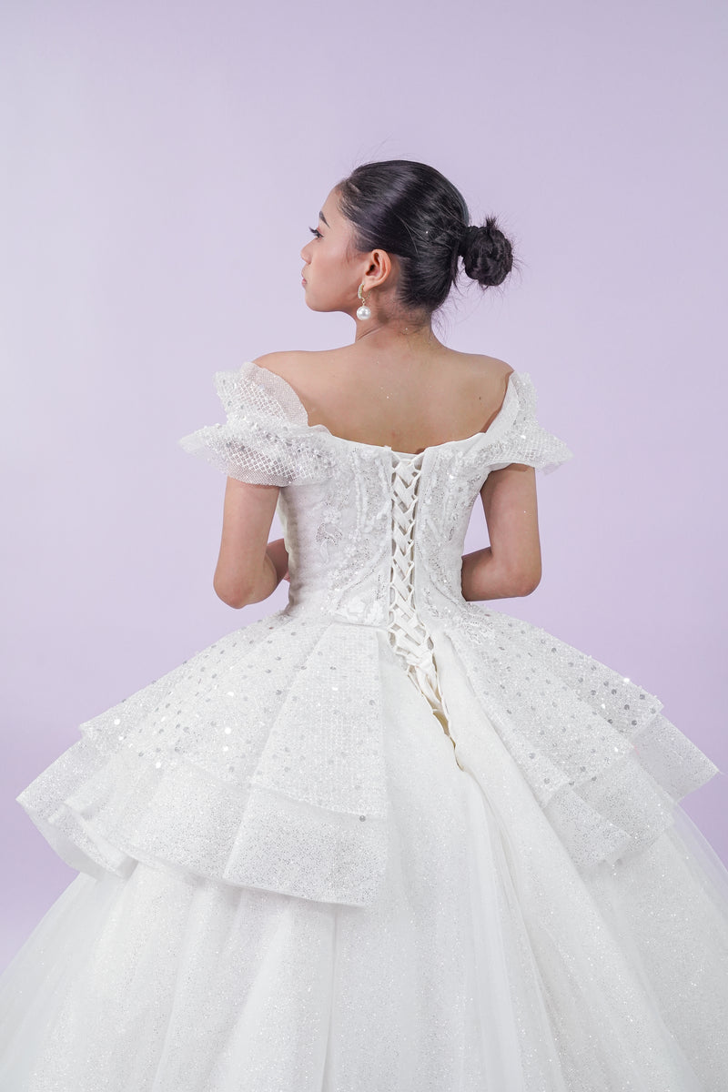 Off-Shoulder Fairytale Wedding Bridal Gown - Noelle West Bridals