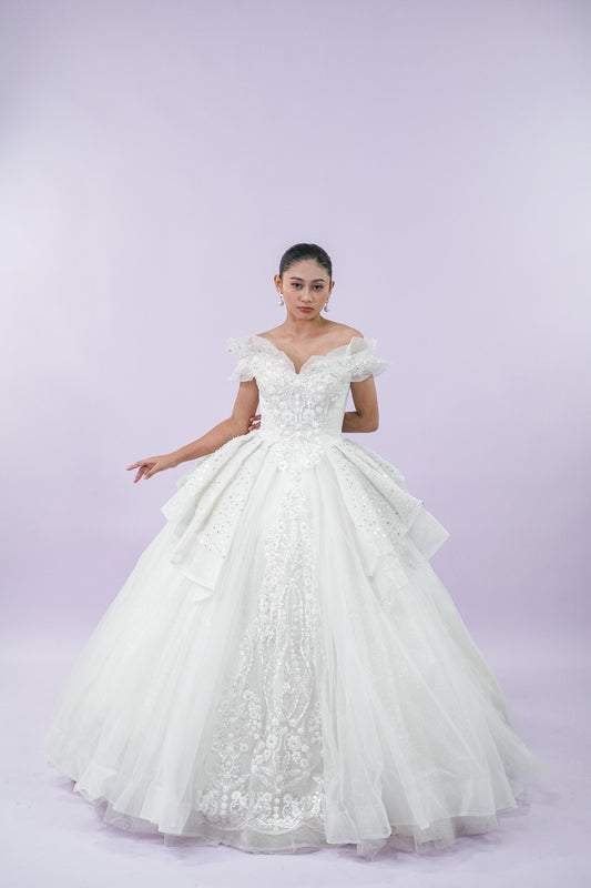 Off-Shoulder Fairytale Wedding Bridal Gown
