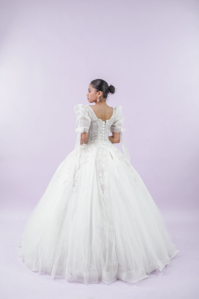 Short Sleeve Filipiniana Wedding Bridal Gown - Noelle West Bridals
