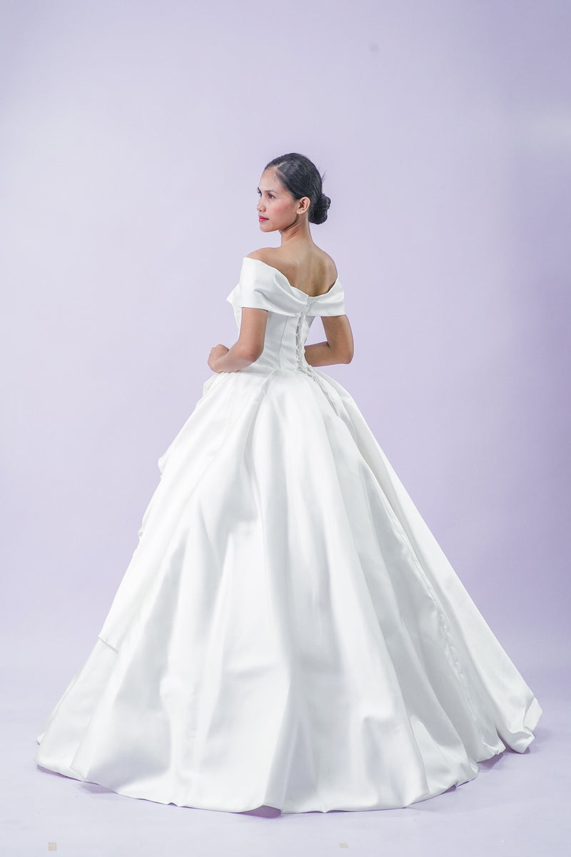 Simple Elegant Satin Wedding Bridal Gown - Noelle West Bridals