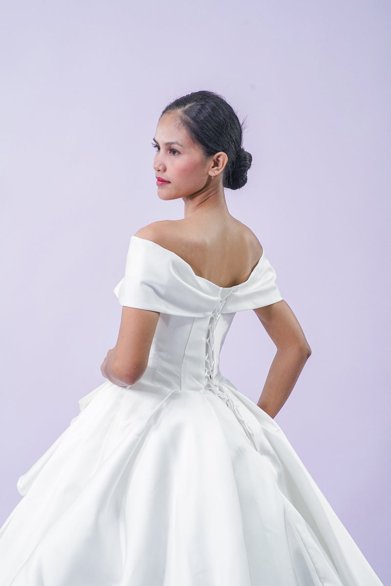 Simple Elegant Satin Wedding Bridal Gown - Noelle West Bridals