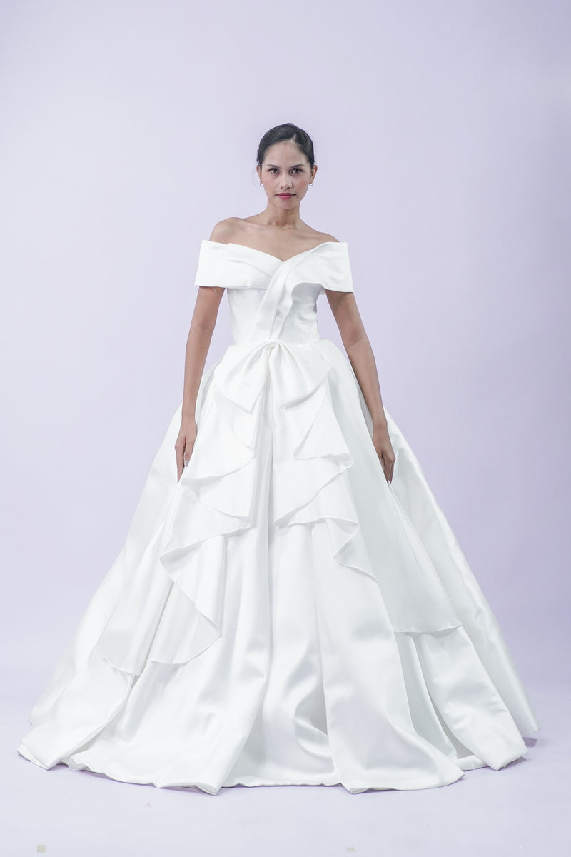 Simple Elegant Satin Wedding Bridal Gown - Noelle West Bridals