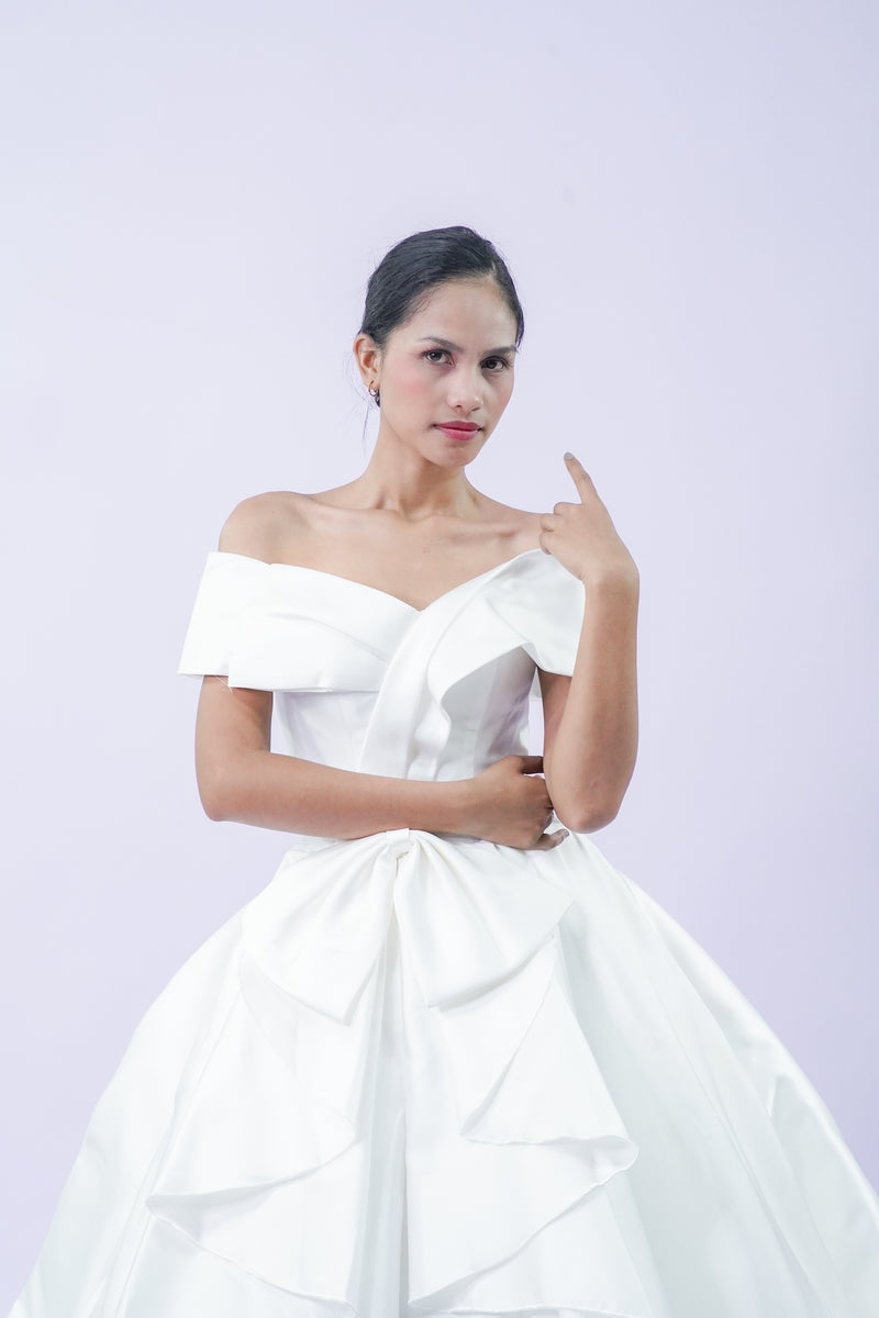 Simple Elegant Satin Wedding Bridal Gown - Noelle West Bridals