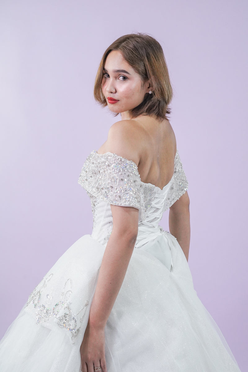 Off-Shoulder Fairy Enchanted Wedding Bridal Gown - Noelle West Bridals