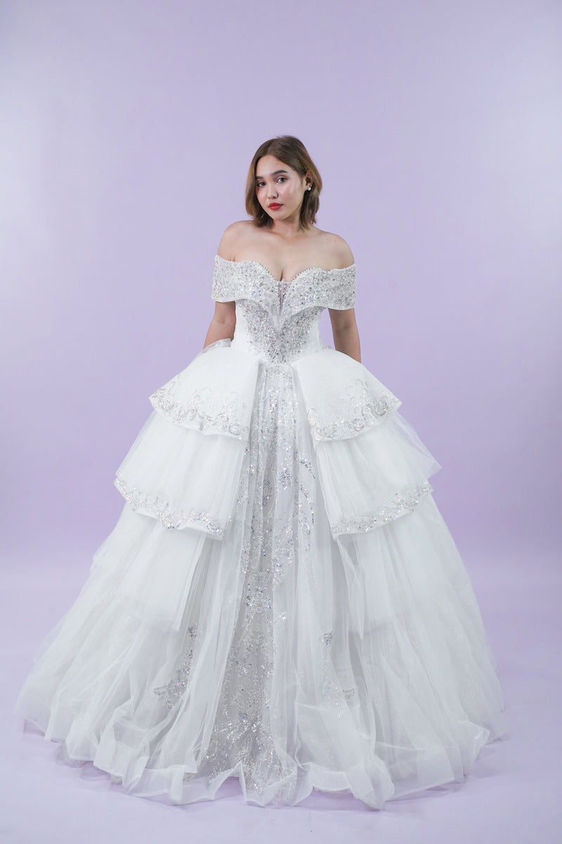 Off-Shoulder Fairy Enchanted Wedding Bridal Gown - Noelle West Bridals