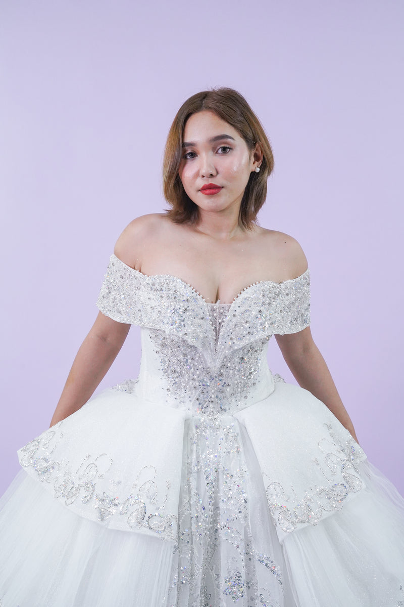 Off-Shoulder Fairy Enchanted Wedding Bridal Gown - Noelle West Bridals