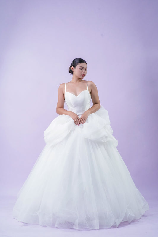 Sleeveless Thin Strap Simple Elegant Bridal Gown