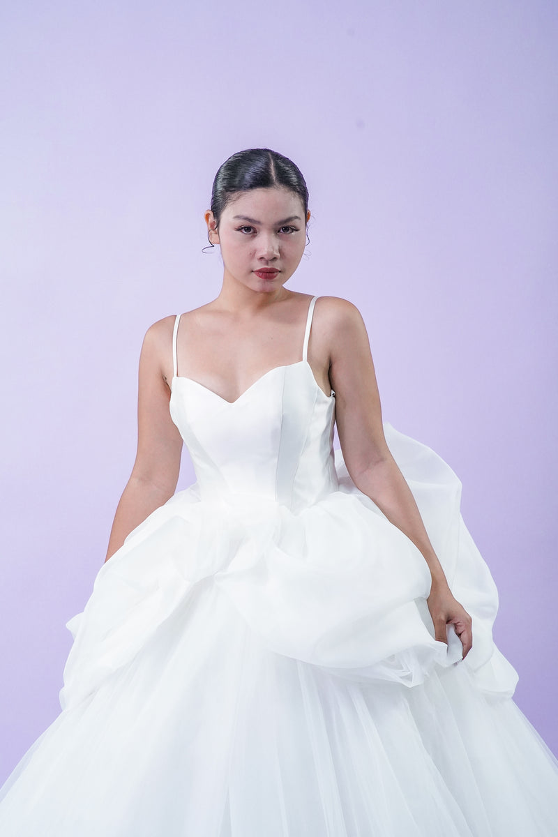 Sleeveless Thin Strap Simple Elegant Bridal Gown - Noelle West Bridals