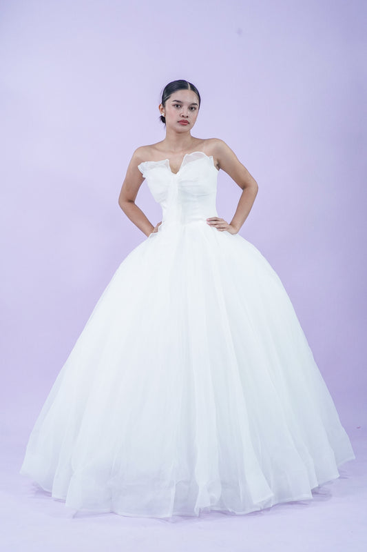 Tube Top Simple Elegant Tule Wedding Bridal Gown