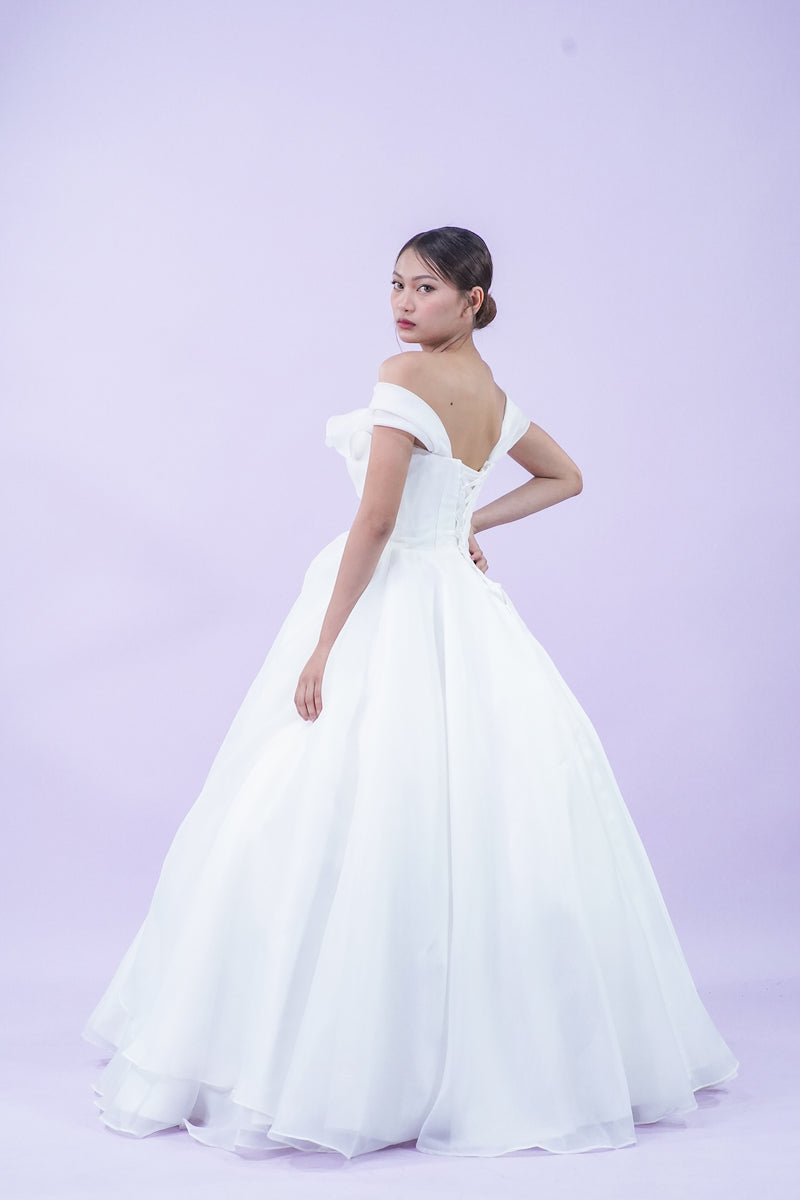 Off-Shoulder Elegant Wedding Bridal Gown - Noelle West Bridals