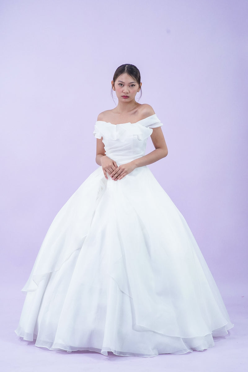 Off-Shoulder Elegant Wedding Bridal Gown - Noelle West Bridals