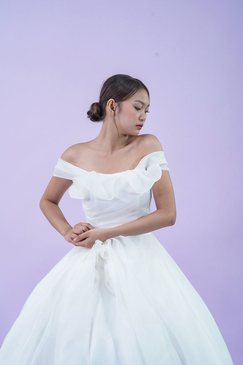 Off-Shoulder Elegant Wedding Bridal Gown - Noelle West Bridals