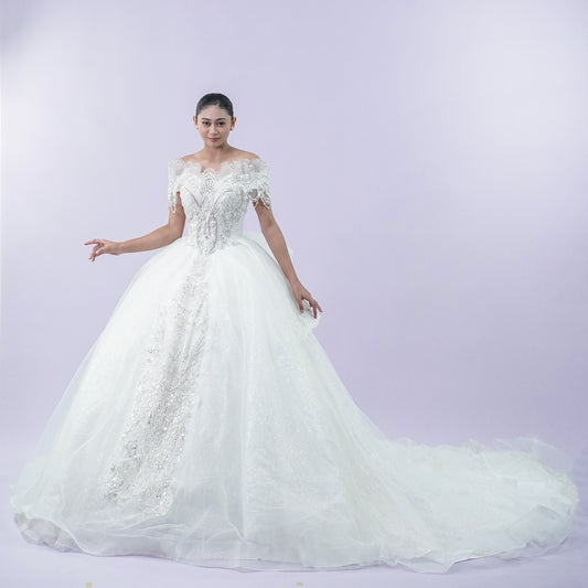 Fairy Off-Shoulder Enchanted Wedding Bridal Gown