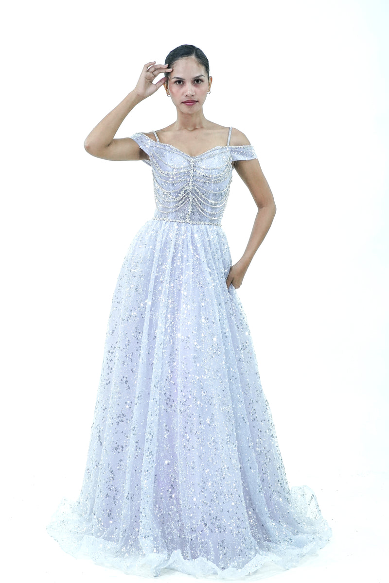 Enchanted Intricate Blue Evening Gown