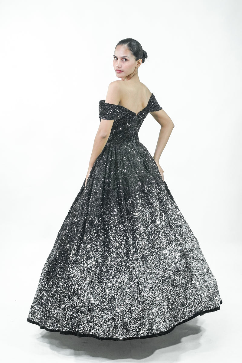 Midnight Starry Night Black Ball Gown