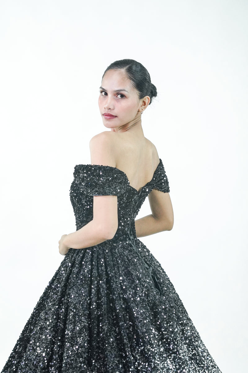 Midnight Starry Night Black Ball Gown