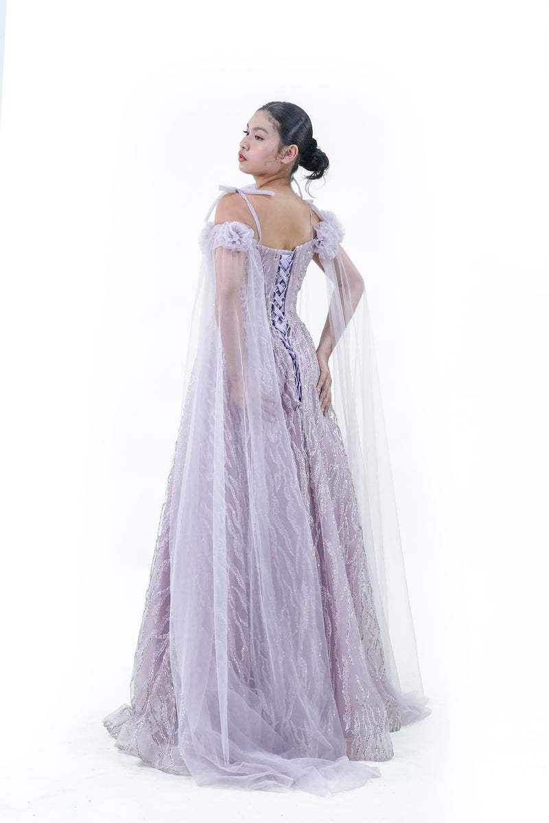 Floral Puple Enchanted Fairy Evening Gown - Noelle West Bridals