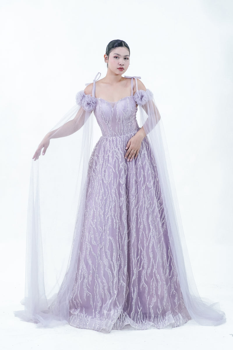 Floral Puple Enchanted Fairy Evening Gown - Noelle West Bridals