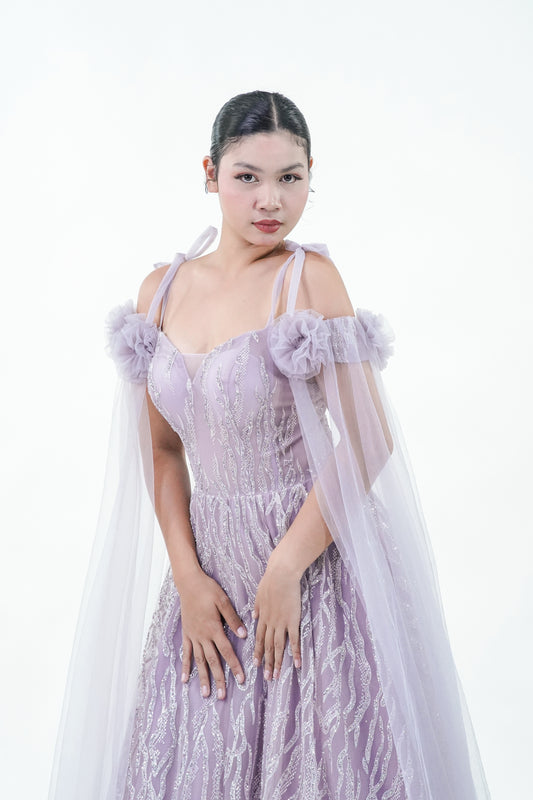 Floral Puple Enchanted Fairy Evening Gown - Noelle West Bridals