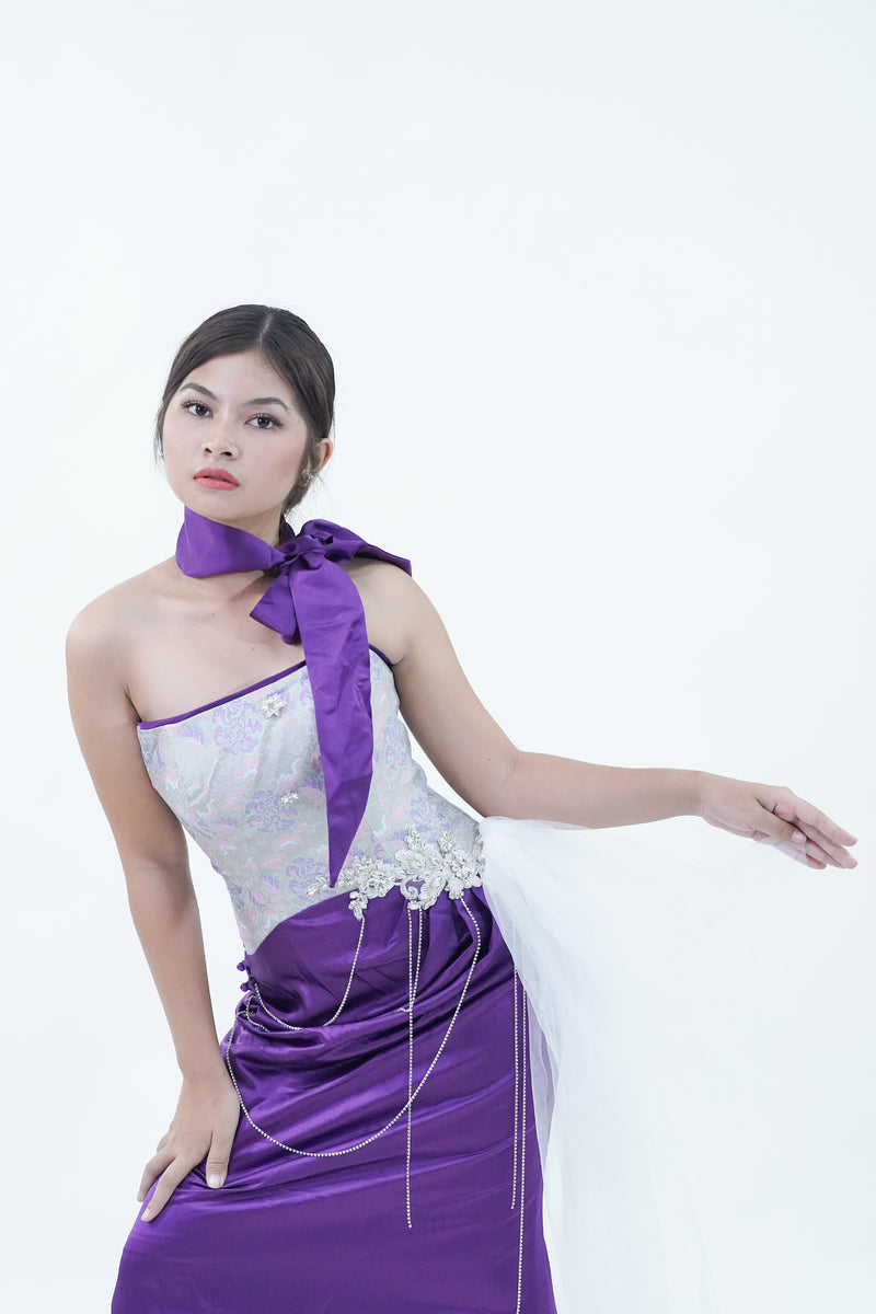 Purple Chinese Inspired Evening Gown - Noelle West Bridals