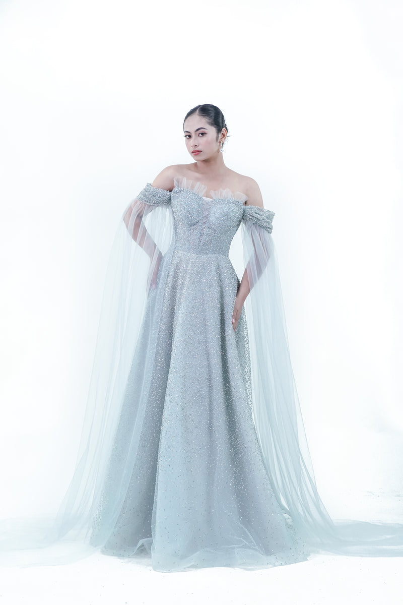 Off-Shoulder Blue Fairy Enchanted Evening Gown - Noelle West Bridals