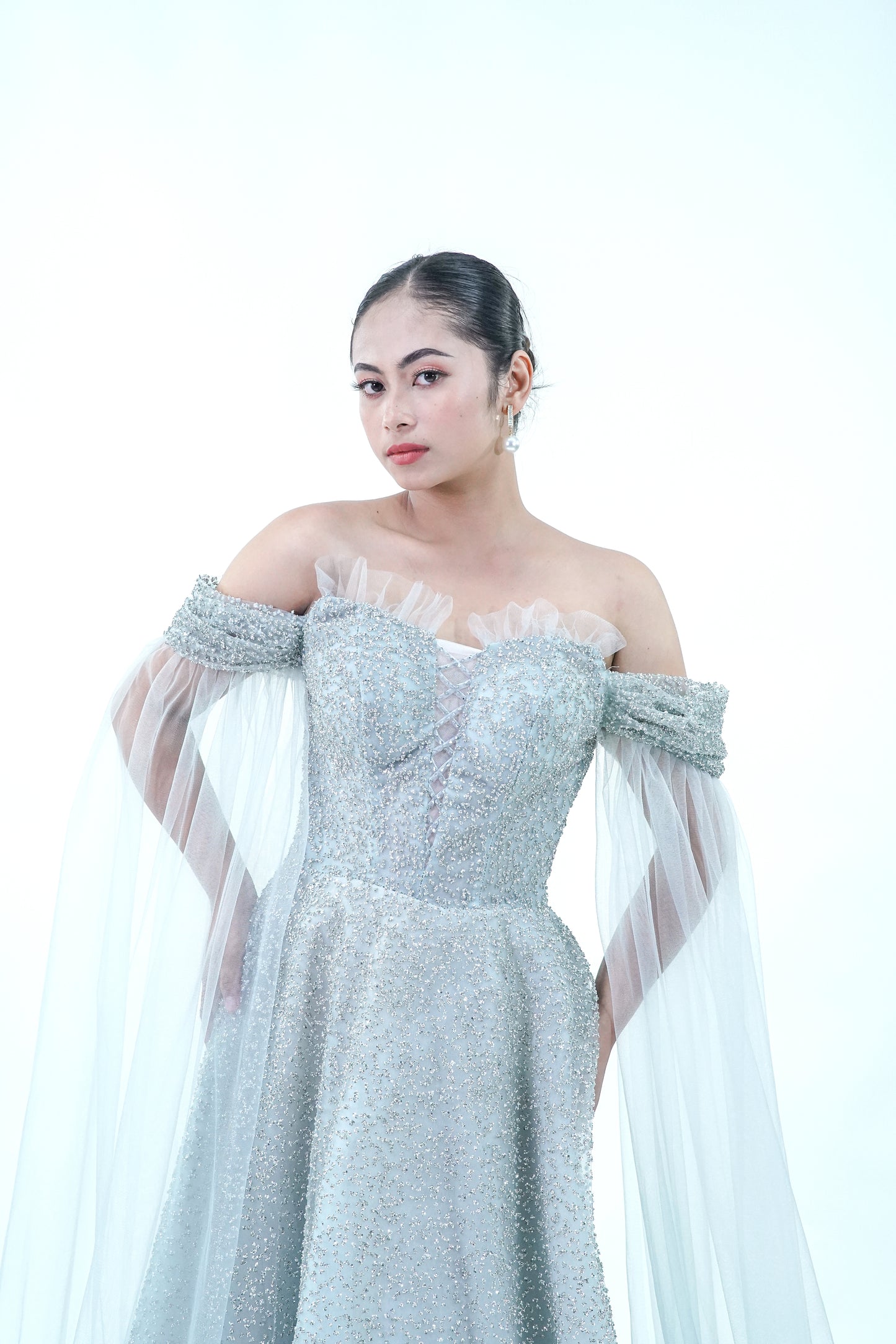 Off-Shoulder Blue Fairy Enchanted Evening Gown - Noelle West Bridals