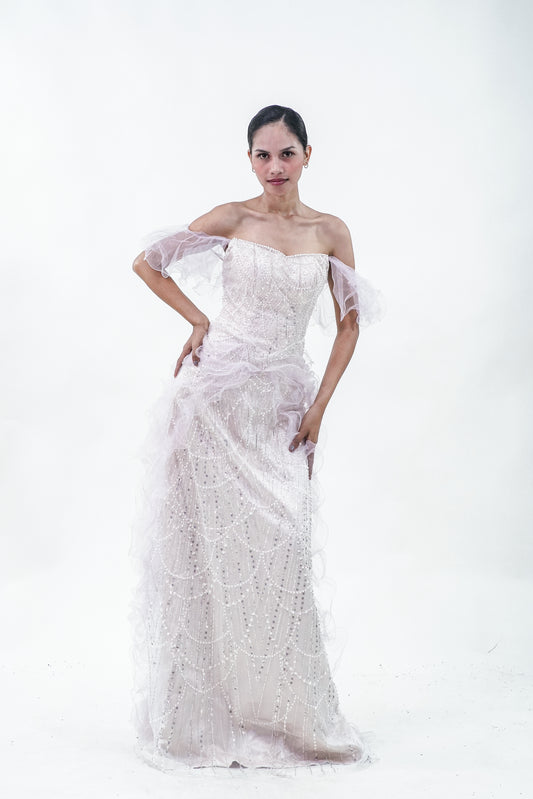 Mermaid Aqua Enchanted Yellow Pink Evening gOwn - Noelle West Bridals