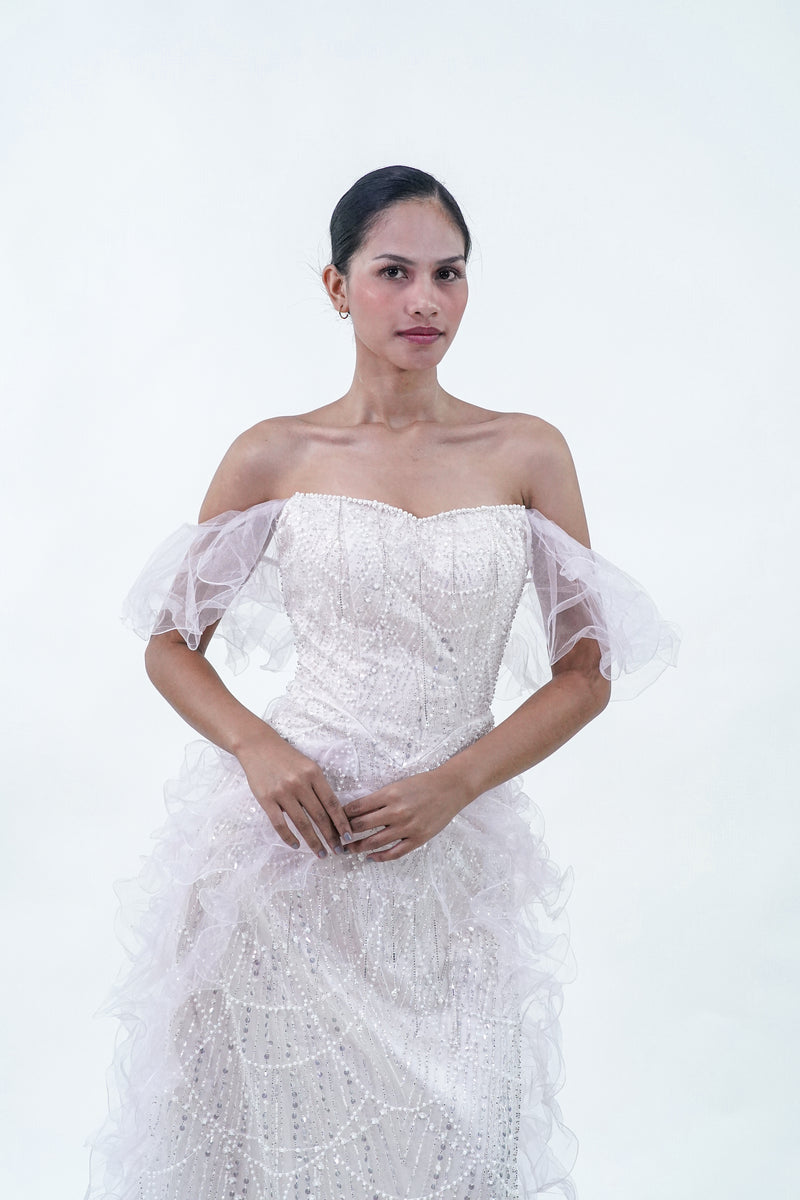 Mermaid Aqua Enchanted Yellow Pink Evening gOwn - Noelle West Bridals