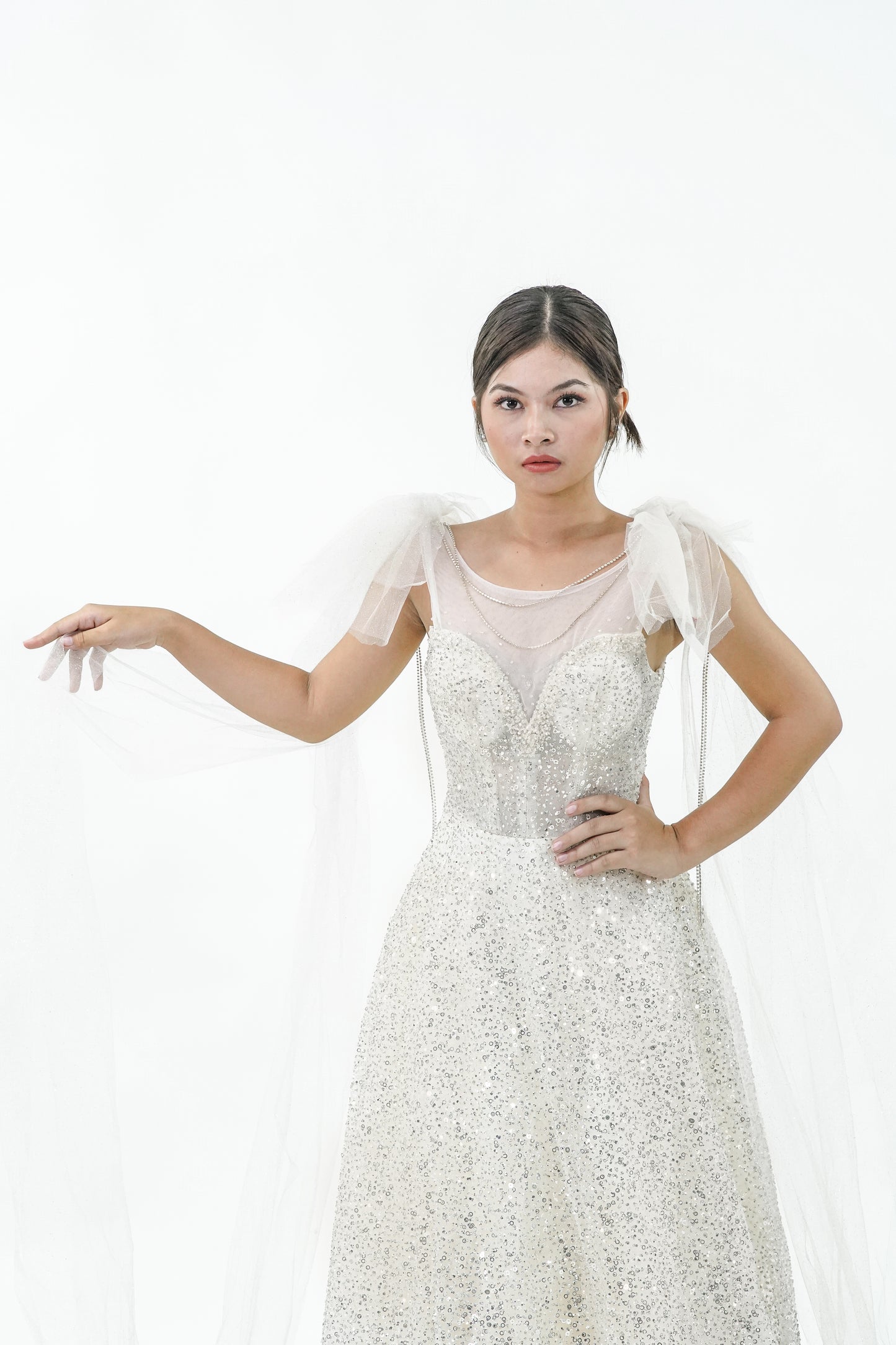 Yellow Caped Evening Gown - Noelle West Bridals