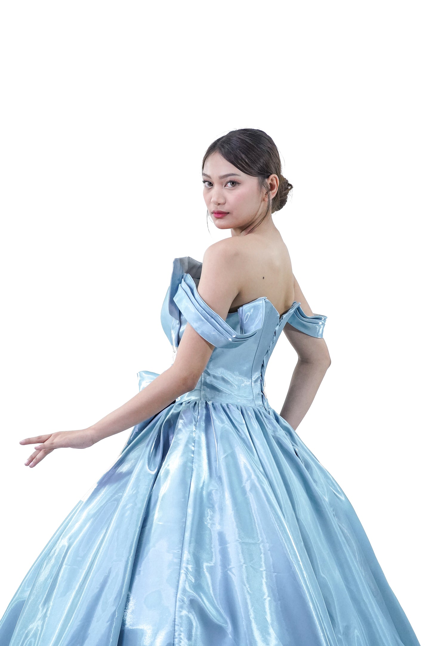 Simple Elegant Blue Satin Ball Gown - Noelle West Bridals