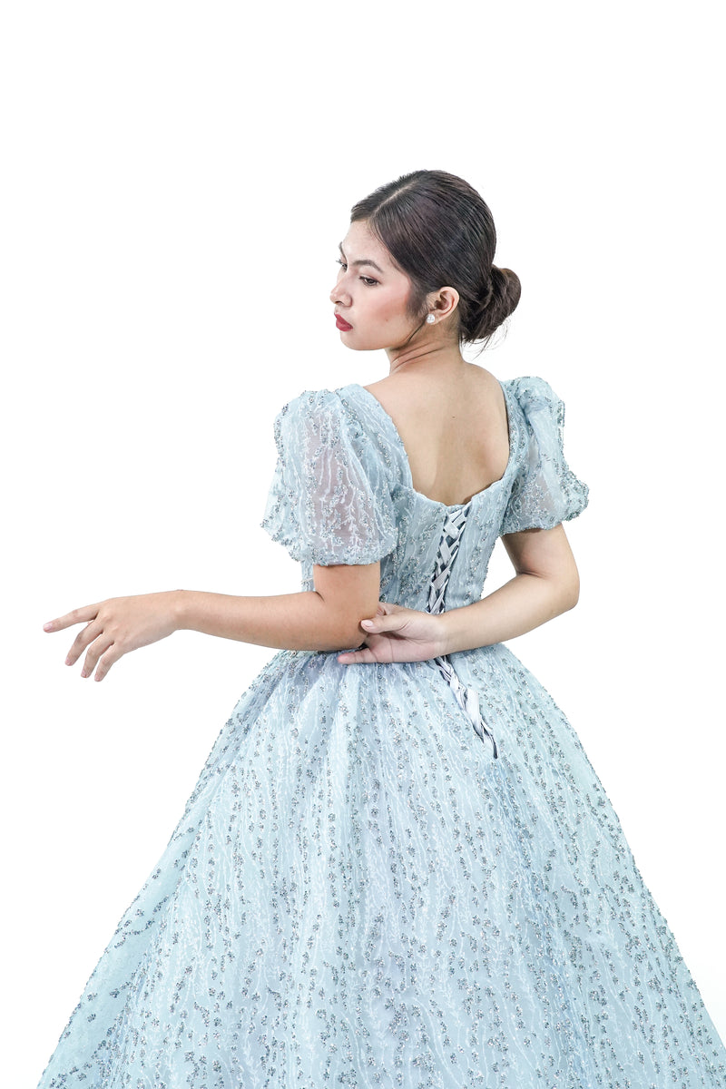 Puffed Sleeve Filipiniana Inspired Ball Gown - Noelle West Bridals