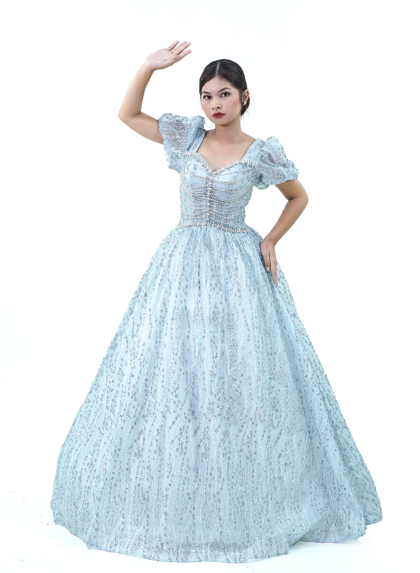 Puffed Sleeve Filipiniana Inspired Ball Gown - Noelle West Bridals