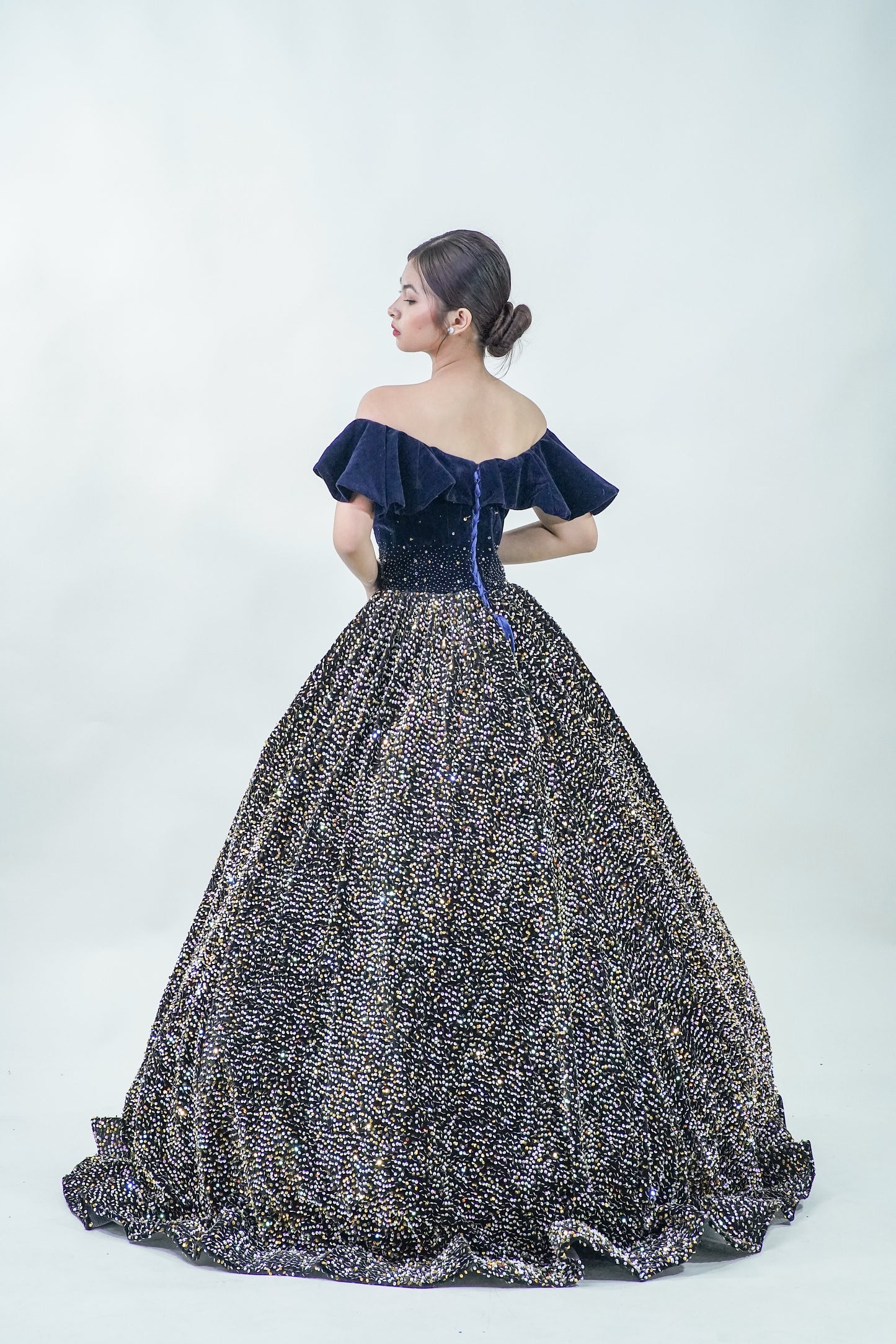 Midnight Black Starry Night Ball Gown - Noelle West Bridals