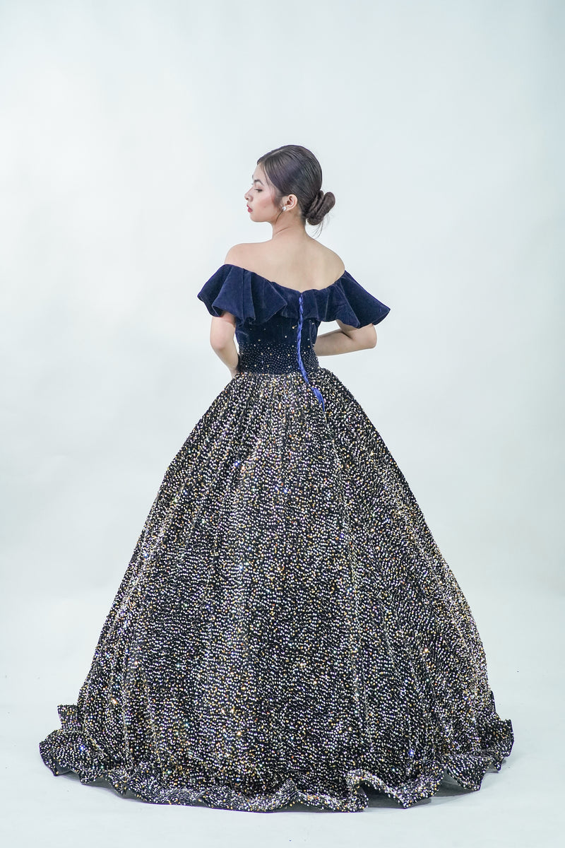 Midnight Black Starry Night Ball Gown - Noelle West Bridals