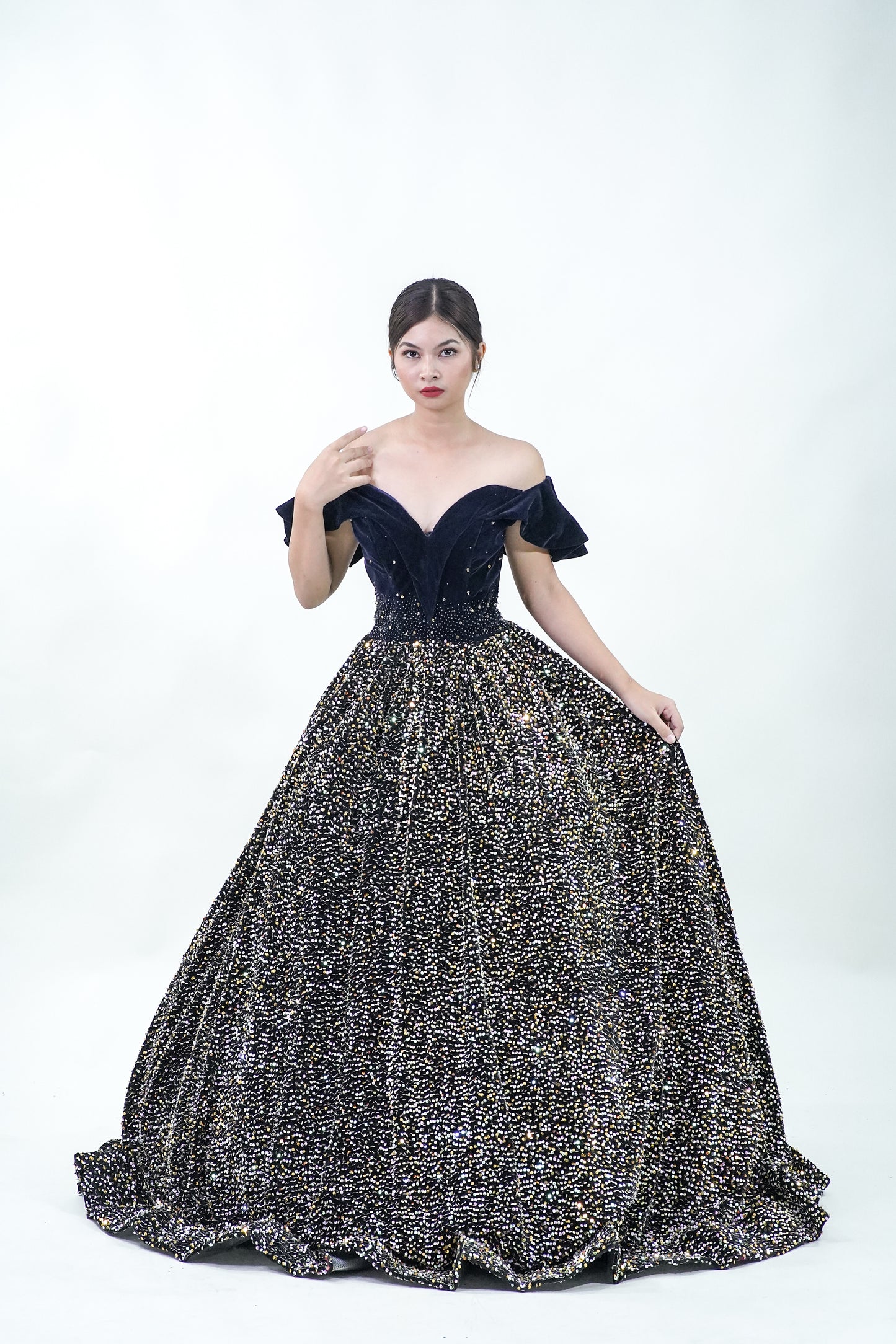 Midnight Black Starry Night Ball Gown - Noelle West Bridals