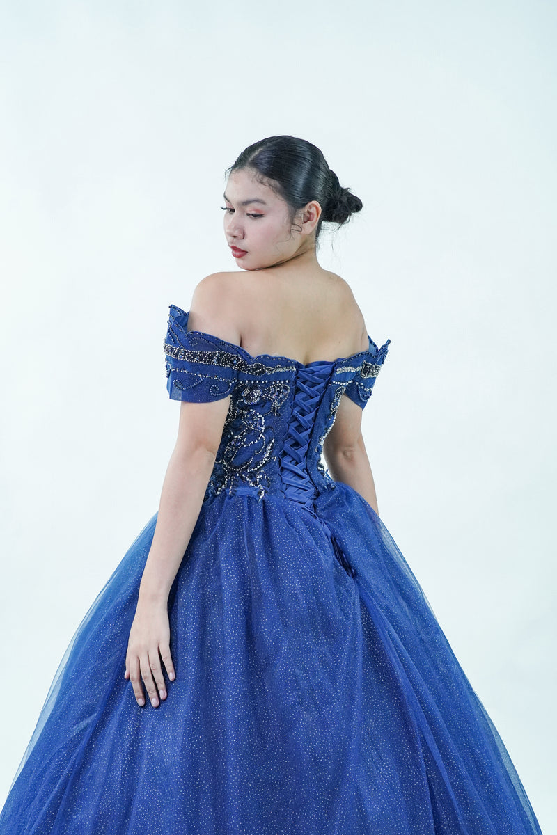 Blue Midnight Masquerade Ball Gown - Noelle West Bridals