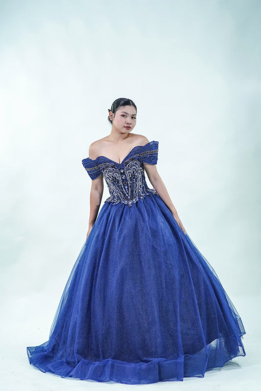 Blue Midnight Masquerade Ball Gown - Noelle West Bridals