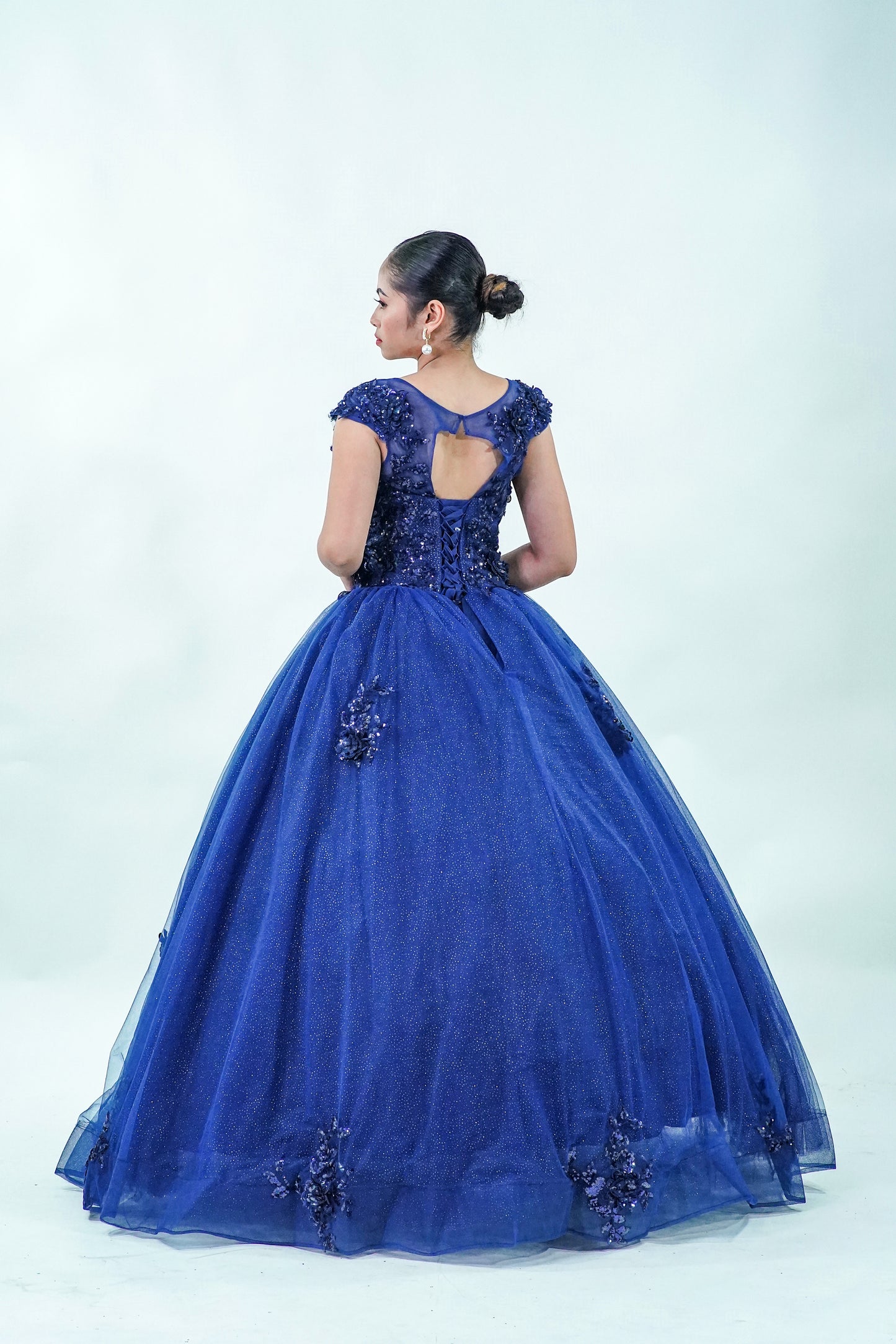 Midnight Masquerade Floral Blue Ballgown - Noelle West Bridals