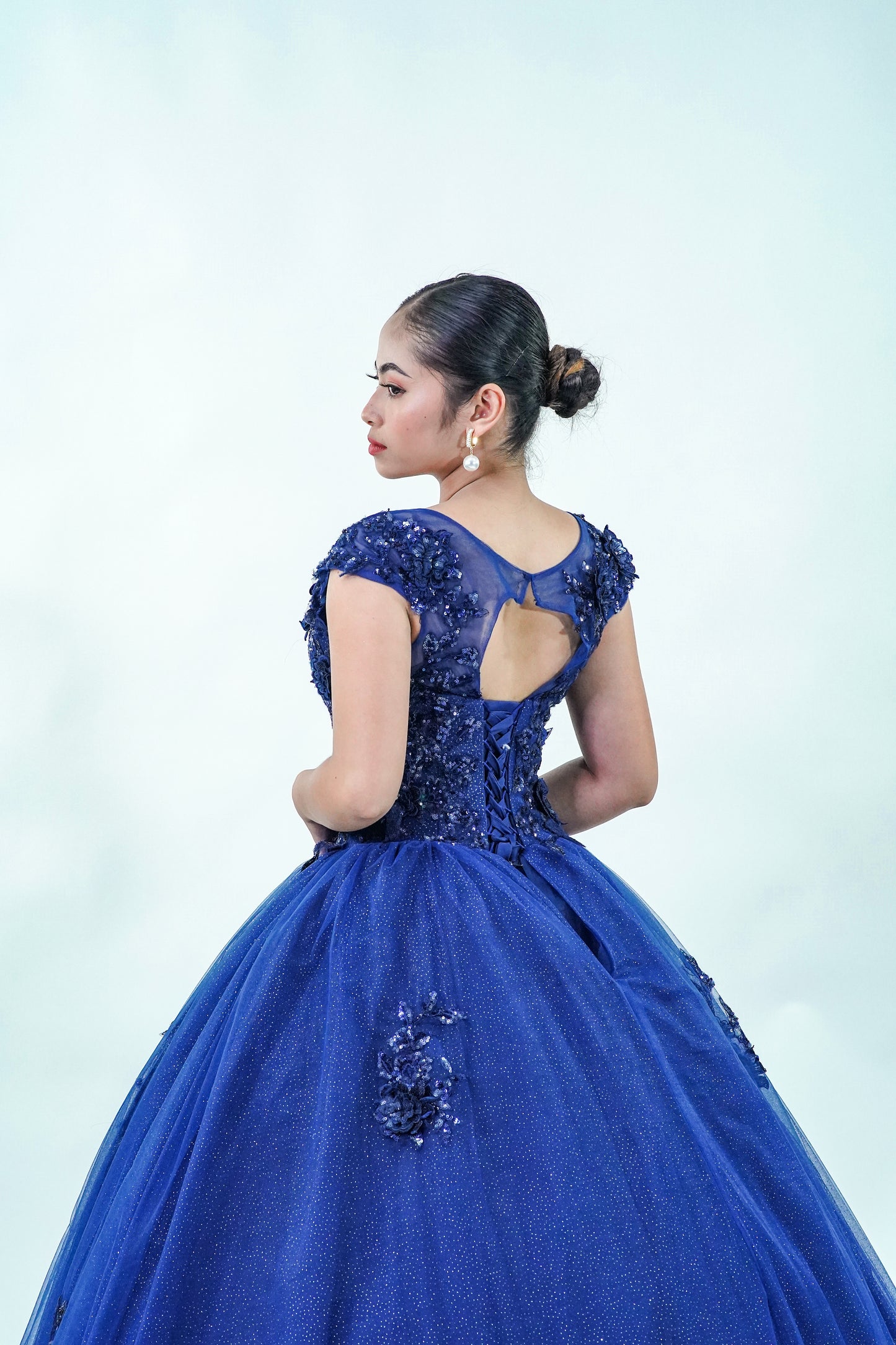 Midnight Masquerade Floral Blue Ballgown - Noelle West Bridals