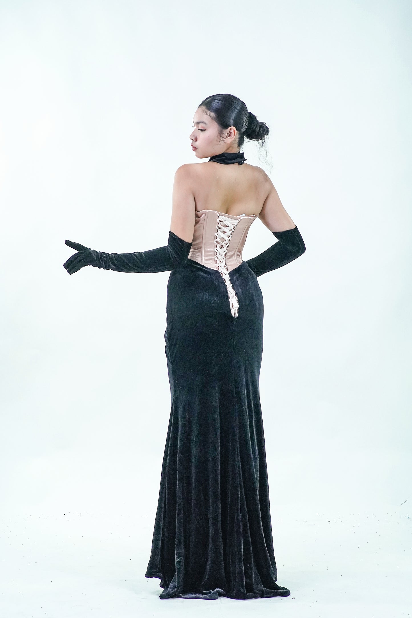 Velvet Old Rose Hollywood Evening Gown - Noelle West Bridals