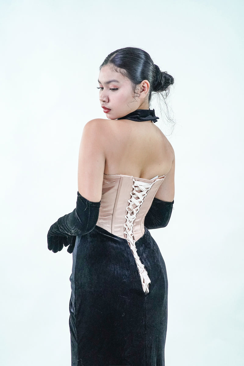 Velvet Old Rose Hollywood Evening Gown - Noelle West Bridals