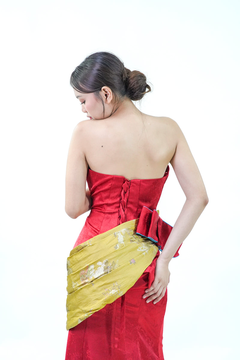 Chinese Inspired Tube Top Evening Gown - Noelle West Bridals