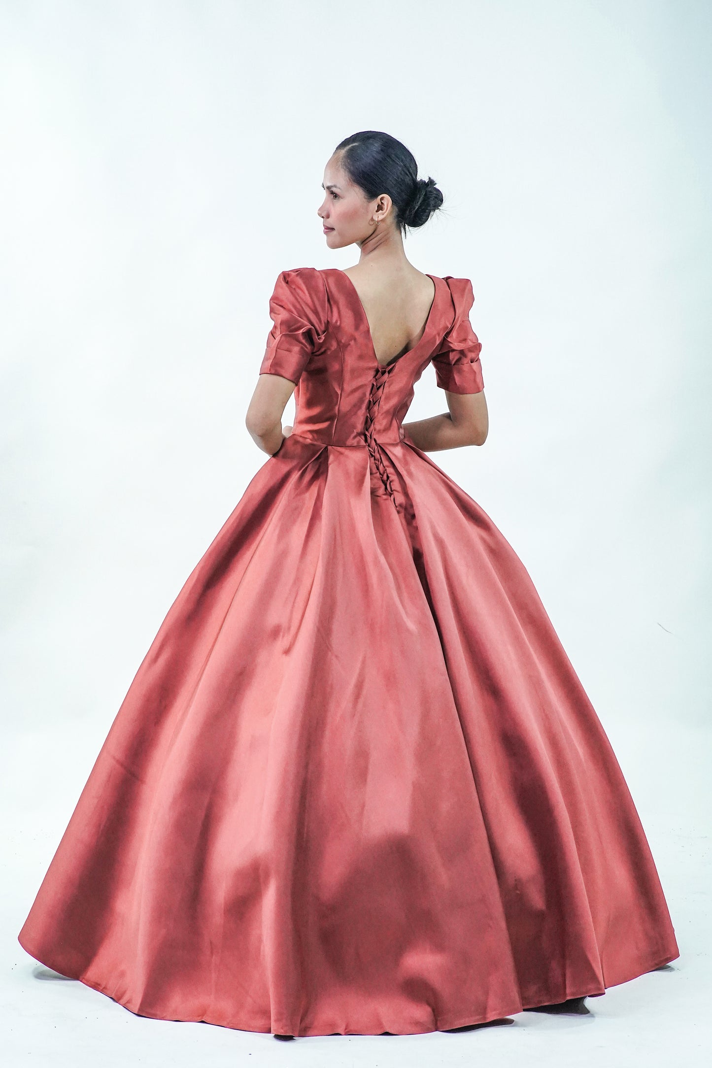 Satin Red Simple Ball Gown - Noelle West Bridals